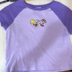 Purple ribbed Rue21 graphic crop top Size:L